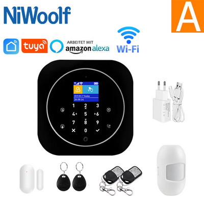 Tuya Smart Wifi GSM otthoni riasztórendszer Érintőbillentyűzet RFID kártya távirányító APP vezérlés 433MHz vezeték nélküli érzékelő érzékelővel