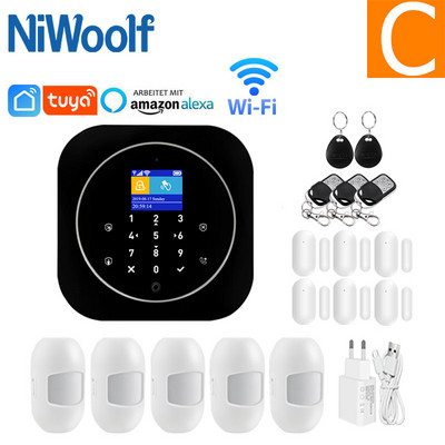 Tuya Smart Wifi GSM otthoni riasztórendszer Érintőbillentyűzet RFID kártya távirányító APP vezérlés 433MHz vezeték nélküli érzékelő érzékelővel