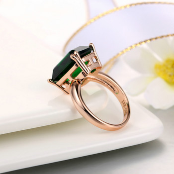 Fashion Green Big Square Crystal Crystal κοσμήματα για γυναίκες Ροζ χρυσό Δαχτυλίδι κοκτέιλ με πέτρινο βραδινό κόσμημα R700
