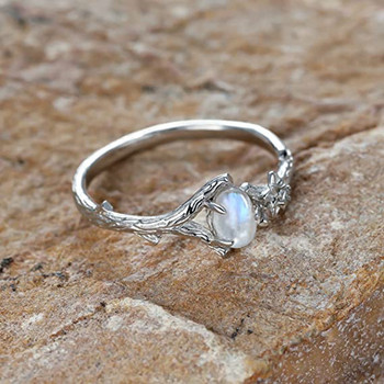 Моден естествен дамски пръстен с опал от лунен камък, клон пръстен, годежен пръстен за жени, принцеса, бижута, подарък за рожден ден, годишнина
