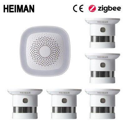 HEIMAN HA1.2 Zigbee tűzjelző vezeték nélküli biztonsági otthoni rendszer Smart Wifi átjáró és füstérzékelő érzékelő gazda barkácskészlet