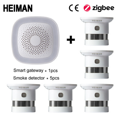 HEIMAN HA1.2 Zigbee ugunsdzēsības signalizācija bezvadu drošības mājas sistēma Viedā Wifi vārteja un dūmu detektora sensora saimniekdators DIY komplekts