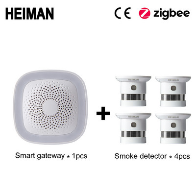 HEIMAN HA1.2 Zigbee ugunsdzēsības signalizācija bezvadu drošības mājas sistēma Viedā Wifi vārteja un dūmu detektora sensora saimniekdators DIY komplekts