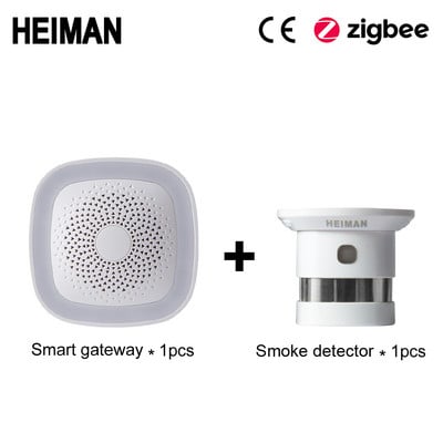 HEIMAN HA1.2 Zigbee ugunsdzēsības signalizācija bezvadu drošības mājas sistēma Viedā Wifi vārteja un dūmu detektora sensora saimniekdators DIY komplekts