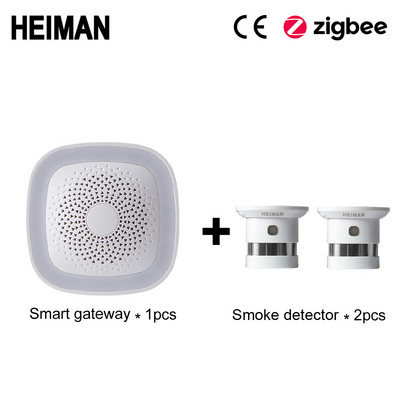 HEIMAN HA1.2 Zigbee ugunsdzēsības signalizācija bezvadu drošības mājas sistēma Viedā Wifi vārteja un dūmu detektora sensora saimniekdators DIY komplekts