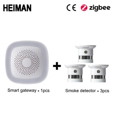 HEIMAN HA1.2 Zigbee ugunsdzēsības signalizācija bezvadu drošības mājas sistēma Viedā Wifi vārteja un dūmu detektora sensora saimniekdators DIY komplekts