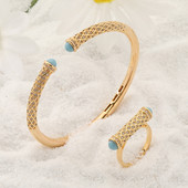 Set de bijuterii pentru nuntă, în stil arab, cu zircon cubic din piatră colorată, cu brățară de lux, cu inele, pentru femei