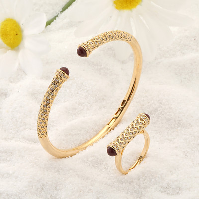 Set de bijuterii pentru nuntă, în stil arab, cu zircon cubic din piatră colorată, cu brățară de lux, cu inele, pentru femei