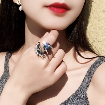 Εξαιρετικό σμάλτο Starry Sky Μικρό μπλε δράκος γυναικείο δαχτυλίδι Φρέσκο ανοιγόμενο ρυθμιζόμενο δαχτυλίδι Unisex Charm Γλυκά κοσμήματα δώρα