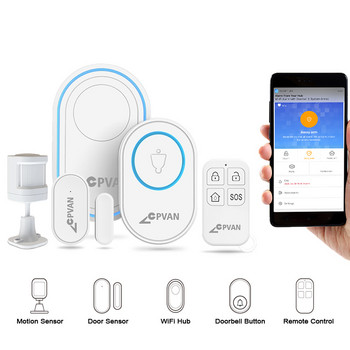 Σύστημα συναγερμού σπιτιού CPVAN WIFI με ανιχνευτή κίνησης αισθητήρα πόρτας Tuya Smart Alexa και Google Home For Home Security Garage