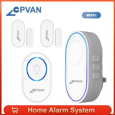 Sistem de alarmă pentru casă CPVAN WIFI cu detector de mișcare cu senzor de ușă Tuya Smart Alexa și Google Home pentru garaj de securitate la domiciliu