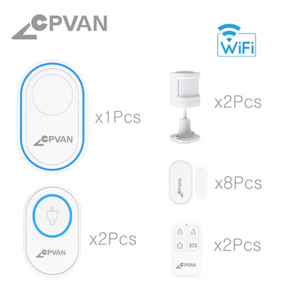 Σύστημα συναγερμού σπιτιού CPVAN WIFI με ανιχνευτή κίνησης αισθητήρα πόρτας Tuya Smart Alexa και Google Home For Home Security Garage