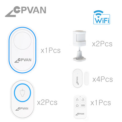 Σύστημα συναγερμού σπιτιού CPVAN WIFI με ανιχνευτή κίνησης αισθητήρα πόρτας Tuya Smart Alexa και Google Home For Home Security Garage