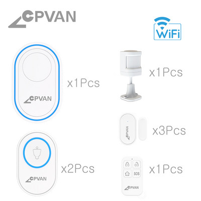 Σύστημα συναγερμού σπιτιού CPVAN WIFI με ανιχνευτή κίνησης αισθητήρα πόρτας Tuya Smart Alexa και Google Home For Home Security Garage