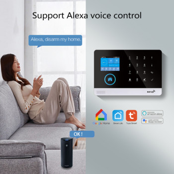 Нова Wifi 2/3/4G интелигентна алармена хост система PG103 Tuya Smart Life APP Control PIR сензор Безжична поддръжка за интелигентна домашна сигурност Alexa