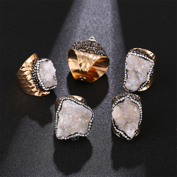 Ανώμαλο ρυθμιζόμενο δαχτυλίδι από φυσική πέτρα για γυναίκες Boho Finger Jewelry 1 τμχ
