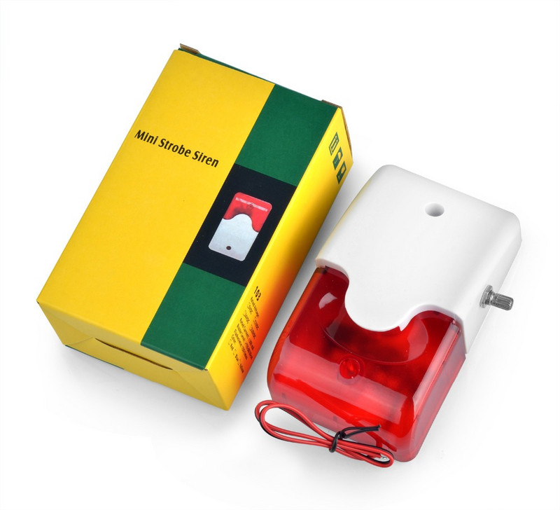 Smarsecur Sirenă de alarmă cu fir pentru interior/exterior Lumină stroboscopică Sirenă cu volum reglabil pentru sistem de alarmă gsm