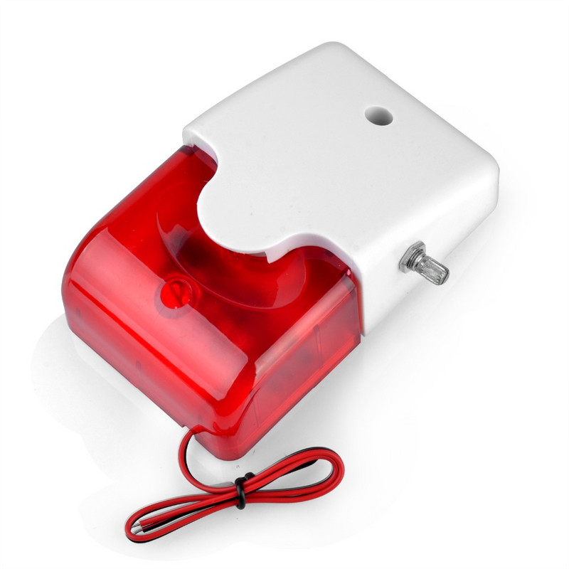 Smarsecur Sirenă de alarmă cu fir pentru interior/exterior Lumină stroboscopică Sirenă cu volum reglabil pentru sistem de alarmă gsm