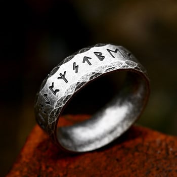 Vintage Odin Norse Viking Amulet Round Ring For Men Fashion Δαχτυλίδι από ανοξείδωτο ατσάλι με λέξεις Δαχτυλίδι γάμου Δώρα για την Ημέρα του Αγίου Βαλεντίνου