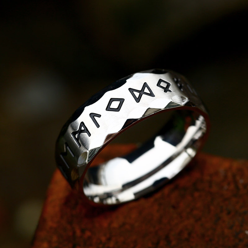 Vintage Odin skandináv viking amulett rúna gyűrűk férfiaknak divat rozsdamentes acél szavak gyűrű esküvői ékszerek Valentin-napi ajándékok