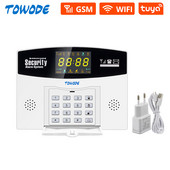 TOWODE Tuya Smart Home riasztórendszer WIFI GSM vezetékes vezeték nélküli biztonság színes LCD kijelzővel mozgásérzékelővel kompatibilis Alexa