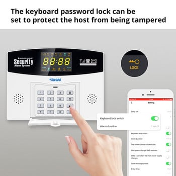 Έξυπνο σύστημα συναγερμού σπιτιού TOWODE Tuya WIFI GSM Ενσύρματη ασύρματη ασφάλεια με έγχρωμη οθόνη LCD συμβατή με αισθητήρα κίνησης Alexa