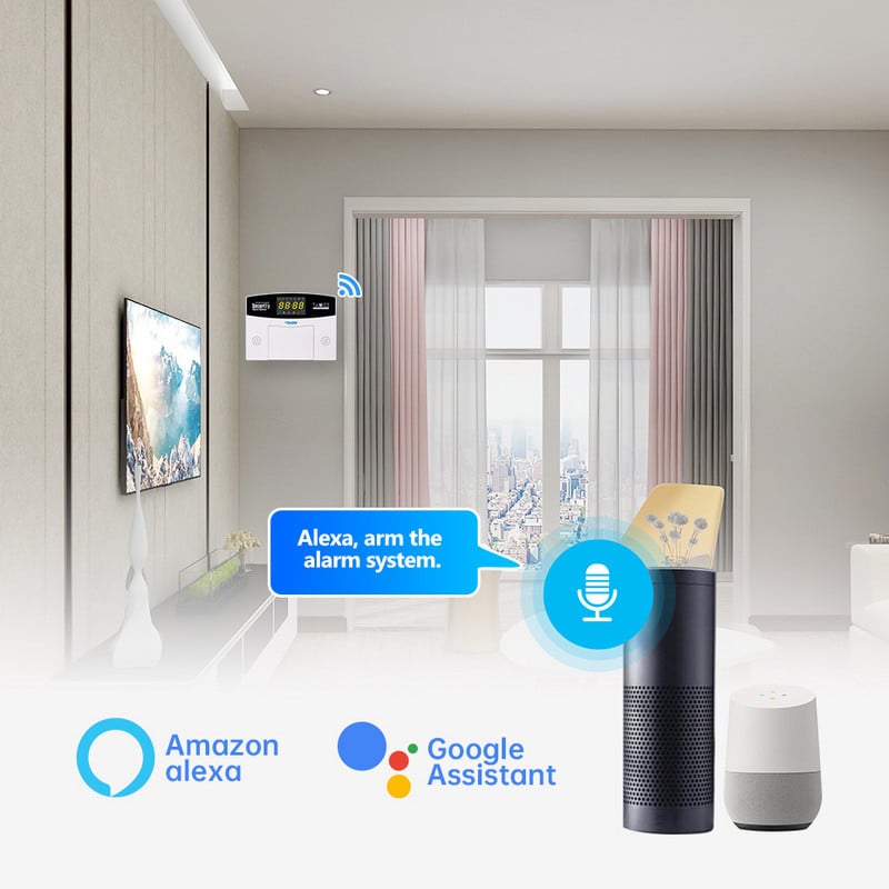 TOWODE Tuya Smart Home riasztórendszer WIFI GSM vezetékes vezeték nélküli biztonság színes LCD kijelzővel mozgásérzékelővel kompatibilis Alexa