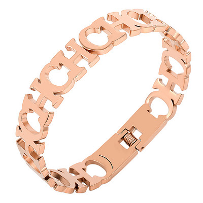 Set de bijuterii de modă Brățară cu manșetă cu deschidere cu litere goale pentru femei, bărbați, culoare aurie, inele pentru bărbați, brățări, cadouri