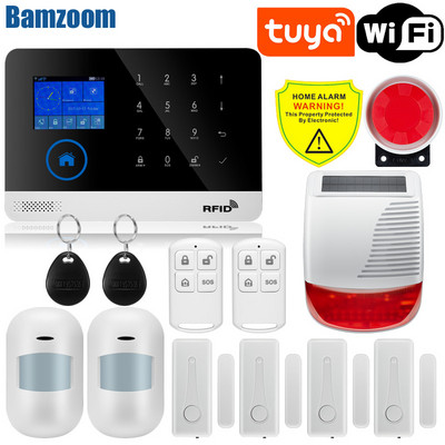 APP tālvadības pults trauksmes panelis, pārslēdzams 9 valodas Bezvadu mājas drošība WIFI GSM GPRS signalizācijas sistēma RFID kartes sviras atslēgšana