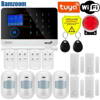 APP tālvadības pults trauksmes panelis, pārslēdzams 9 valodas Bezvadu mājas drošība WIFI GSM GPRS signalizācijas sistēma RFID kartes sviras atslēgšana
