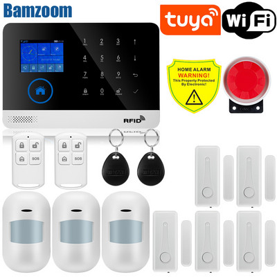 APP tālvadības pults trauksmes panelis, pārslēdzams 9 valodas Bezvadu mājas drošība WIFI GSM GPRS signalizācijas sistēma RFID kartes sviras atslēgšana