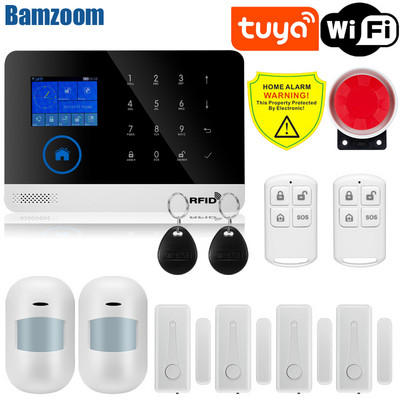 APP tālvadības pults trauksmes panelis, pārslēdzams 9 valodas Bezvadu mājas drošība WIFI GSM GPRS signalizācijas sistēma RFID kartes sviras atslēgšana