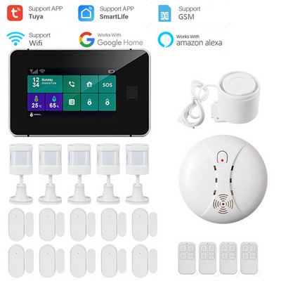 G60 Tuya WiFi GSM bezdrôtový domáci bezpečnostný alarm systém s odtlačkom prsta, displejom teploty a vlhkosti, 433MHz sirénou s odtlačkom prsta