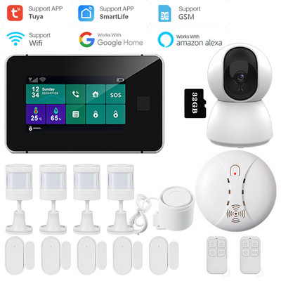 G60 Tuya WiFi GSM bezdrôtový domáci bezpečnostný alarm systém s odtlačkom prsta, displejom teploty a vlhkosti, 433MHz sirénou s odtlačkom prsta
