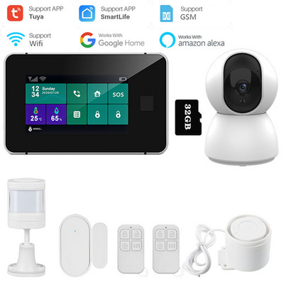 G60 Tuya WiFi GSM bezdrôtový domáci bezpečnostný alarm systém s odtlačkom prsta, displejom teploty a vlhkosti, 433MHz sirénou s odtlačkom prsta