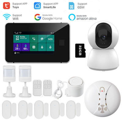 G60 Tuya WiFi GSM bezdrôtový domáci bezpečnostný alarm systém s odtlačkom prsta, displejom teploty a vlhkosti, 433MHz sirénou s odtlačkom prsta