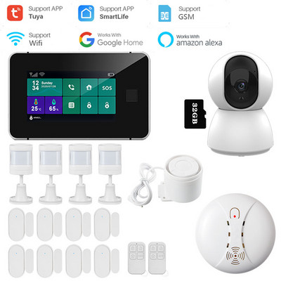 G60 Tuya WiFi GSM bezdrôtový domáci bezpečnostný alarm systém s odtlačkom prsta, displejom teploty a vlhkosti, 433MHz sirénou s odtlačkom prsta