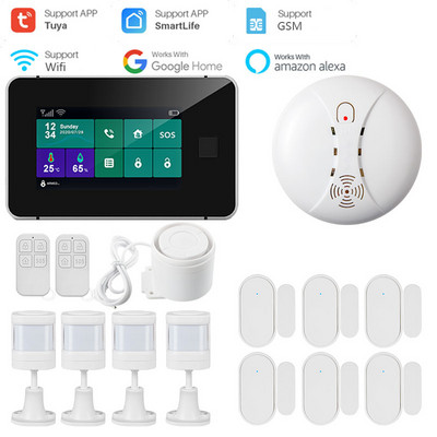 G60 Tuya WiFi GSM bezdrôtový domáci bezpečnostný alarm systém s odtlačkom prsta, displejom teploty a vlhkosti, 433MHz sirénou s odtlačkom prsta