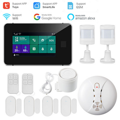 G60 Tuya WiFi GSM bezdrôtový domáci bezpečnostný alarm systém s odtlačkom prsta, displejom teploty a vlhkosti, 433MHz sirénou s odtlačkom prsta