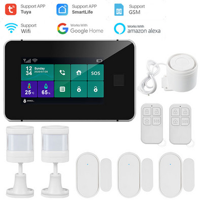 G60 Tuya WiFi GSM bezdrôtový domáci bezpečnostný alarm systém s odtlačkom prsta, displejom teploty a vlhkosti, 433MHz sirénou s odtlačkom prsta