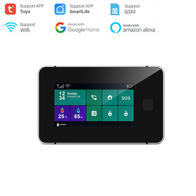 G60 Tuya WiFi GSM bezdrôtový domáci bezpečnostný alarm systém s odtlačkom prsta, displejom teploty a vlhkosti, 433MHz sirénou s odtlačkom prsta