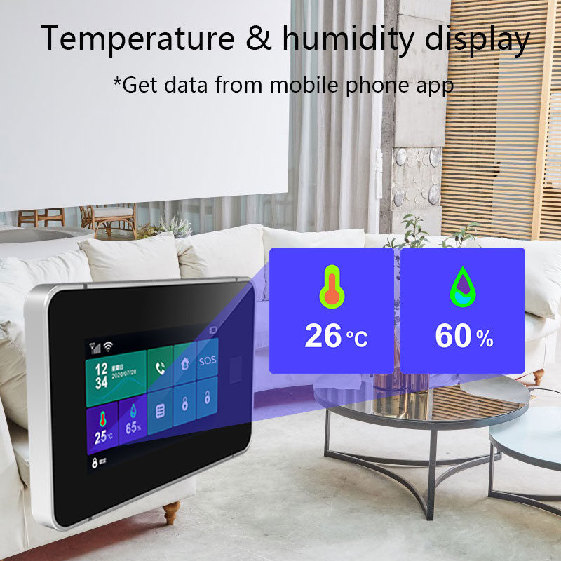 G60 Tuya WiFi GSM bezdrôtový domáci bezpečnostný alarm systém s odtlačkom prsta, displejom teploty a vlhkosti, 433MHz sirénou s odtlačkom prsta