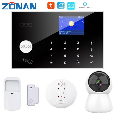 ZONAN G30+G34 Tuya Gsm 4G WiFi vezeték nélküli otthoni betörés biztonsági riasztórendszer füstgáz érzékelő ajtó érzékelő sziréna tartozékok