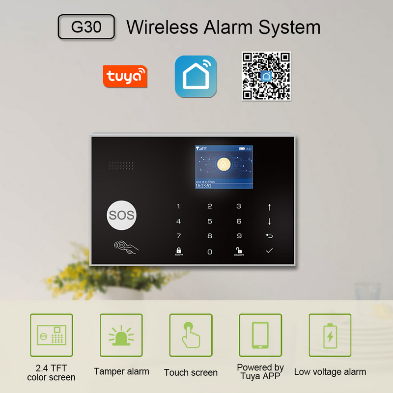 ZONAN G30+G34 Tuya Gsm 4G WiFi Wireless Home Sistem de alarmă antiefracție Detector de fum de gaz Senzor ușă Accesorii sirenă