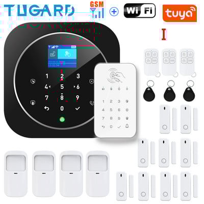 TUGARD G12+K10 alarmni sigurnosni sustav 433MHz GSM WiFi bežična RFID kartica kućna protuprovalna TFT LCD tipkovnica osjetljiva na dodir 11 jezika