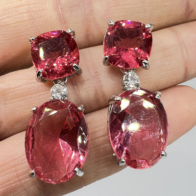 Modern Princess Cut ovális cirkon fülbevaló Klasszikus női vízcsepp zöld kristály fülbevaló