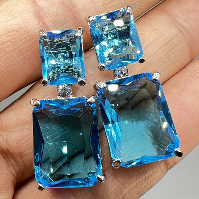 Modern Princess Cut ovális cirkon fülbevaló Klasszikus női vízcsepp zöld kristály fülbevaló