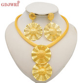 Seturi de bijuterii africane la modă pentru femei, rotund, colier, cercei, auriu, pentru petrecere, pentru mireasă, bijuterii de lux de calitate