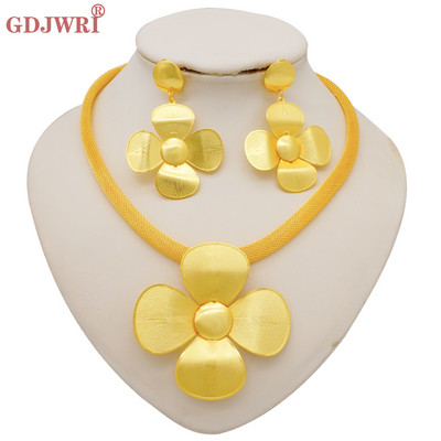 Seturi de bijuterii africane la modă pentru femei, rotund, colier, cercei, auriu, pentru petrecere, pentru mireasă, bijuterii de lux de calitate