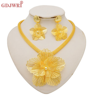 Seturi de bijuterii africane la modă pentru femei, rotund, colier, cercei, auriu, pentru petrecere, pentru mireasă, bijuterii de lux de calitate